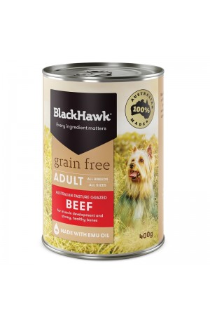 Black Hawk Dog Grain Free Beef 400g x 12