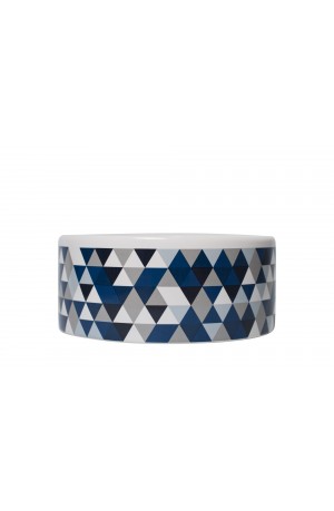 Mog and Bone Ceramic Bowl Blue Diamond