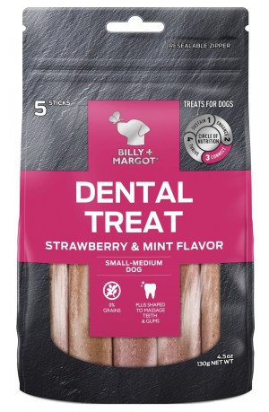 Billy And Margot Dental Sticks Strawberry Mint Small 5 Pack