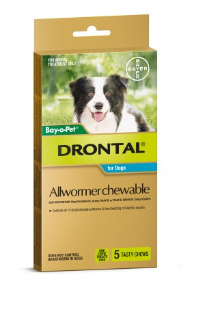 Drontal for Dogs 10kg Chewable x 5 Chews