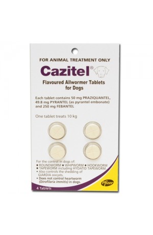Cazitel Allwormer For Dogs 10kg 4 Tablets